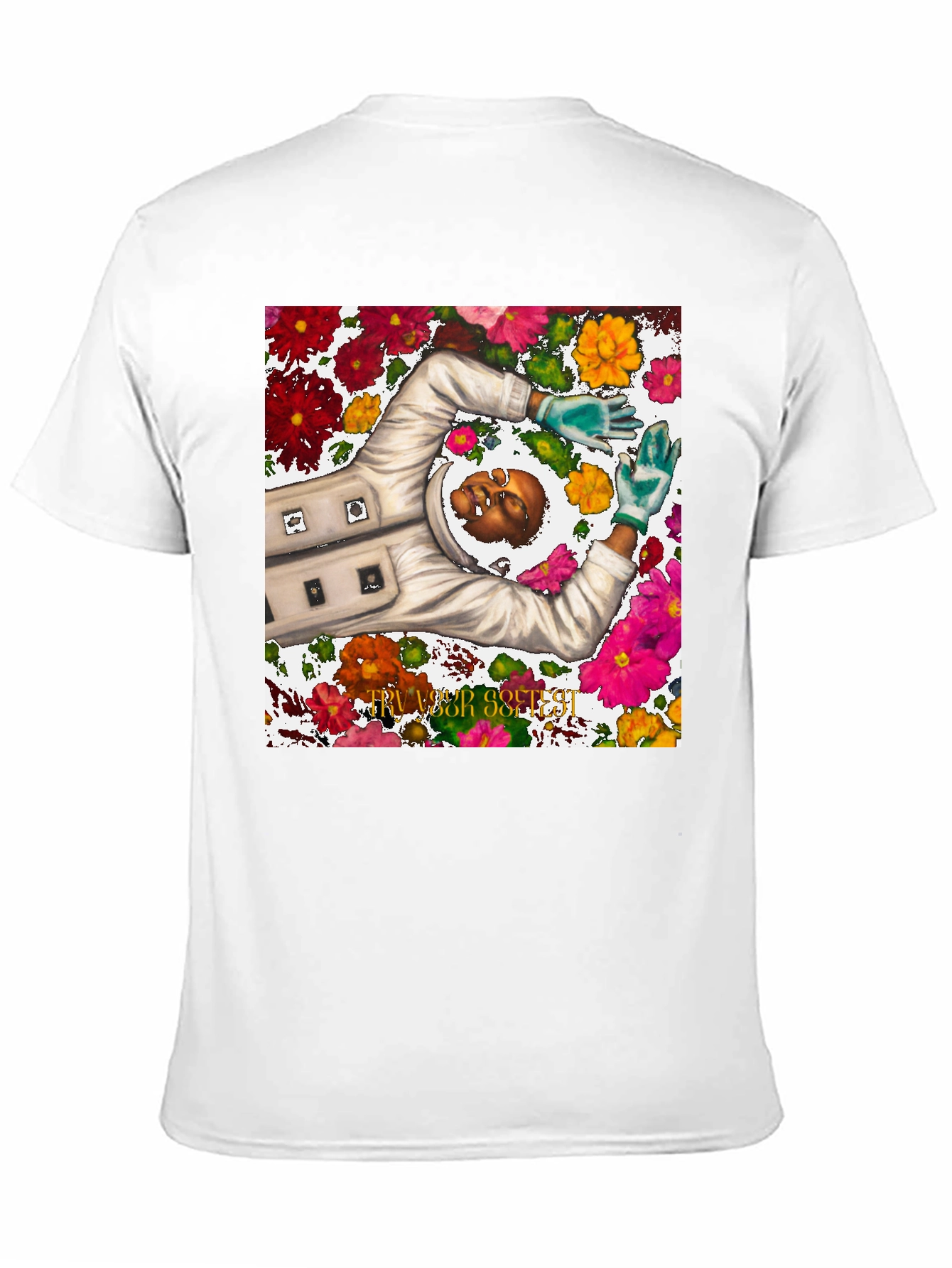 Astronaut Floral Graphic Tee - Unique Spaceman Design