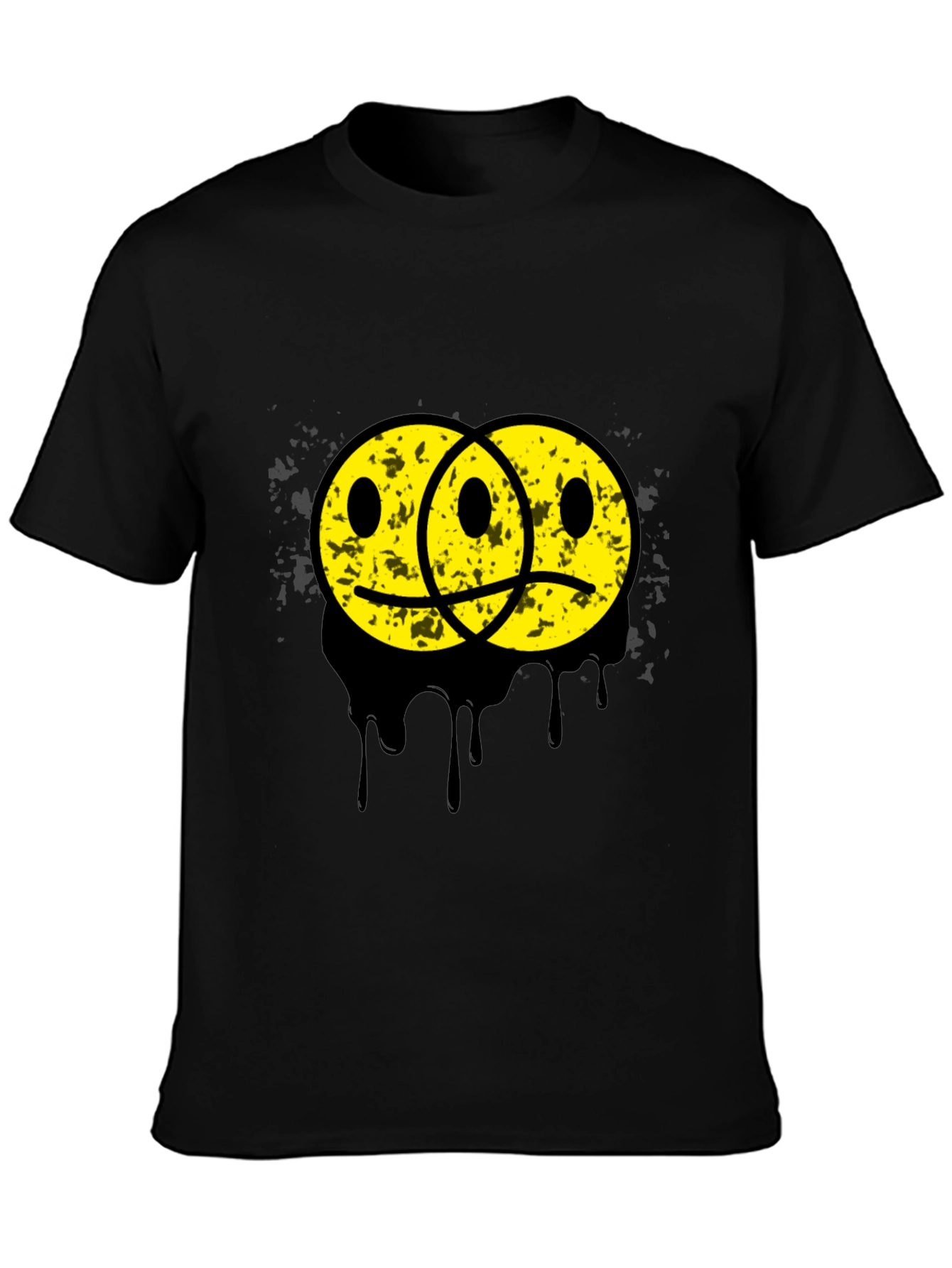Sad Happy Face Graphic Tee - Unisex Black T-Shirt