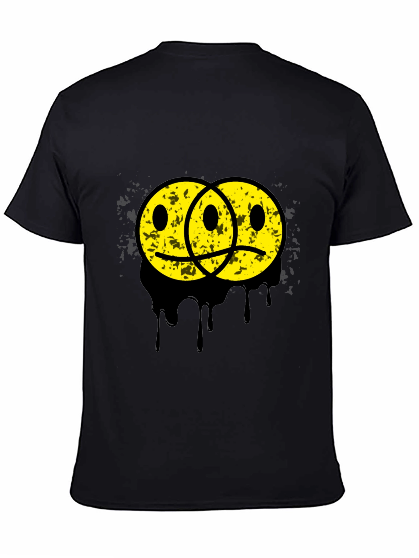 Sad Happy Face Graphic Tee - Unisex Black T-Shirt