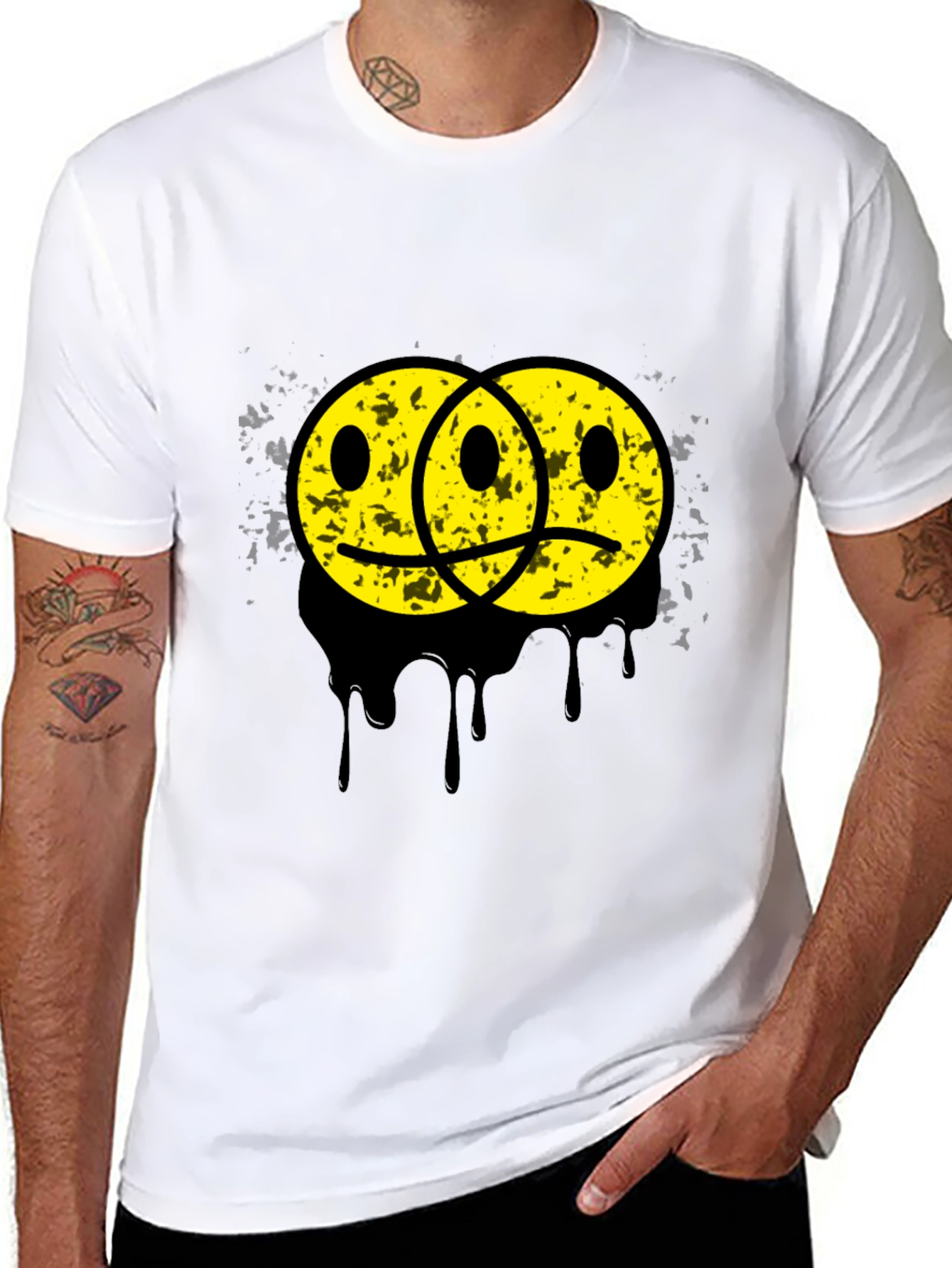 Sad Happy Face Graphic Tee - Unisex Black T-Shirt