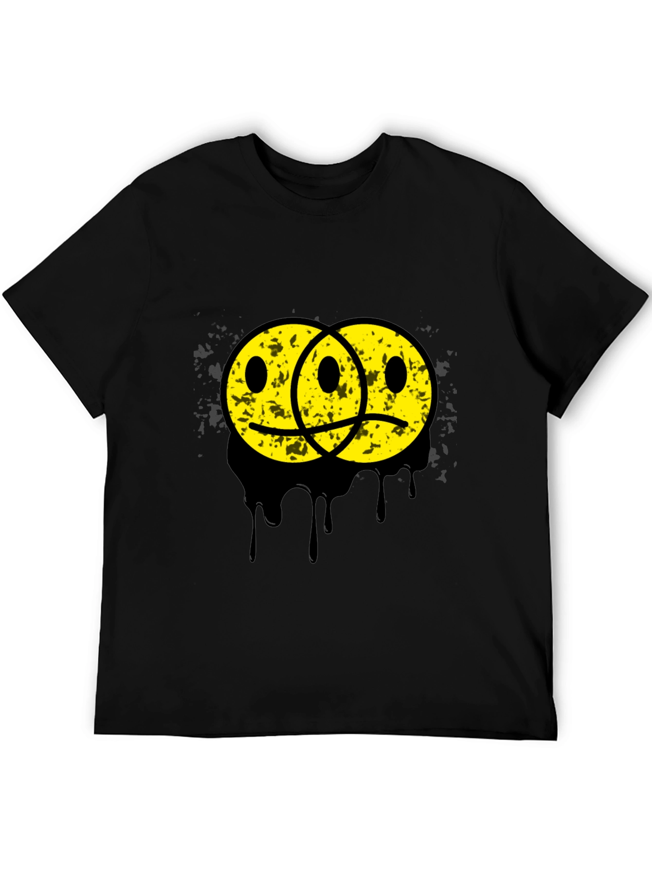 Sad Happy Face Graphic Tee - Unisex Black T-Shirt