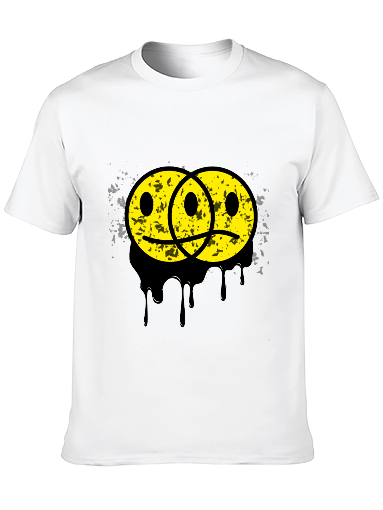 Sad Happy Face Graphic Tee - Unisex Black T-Shirt