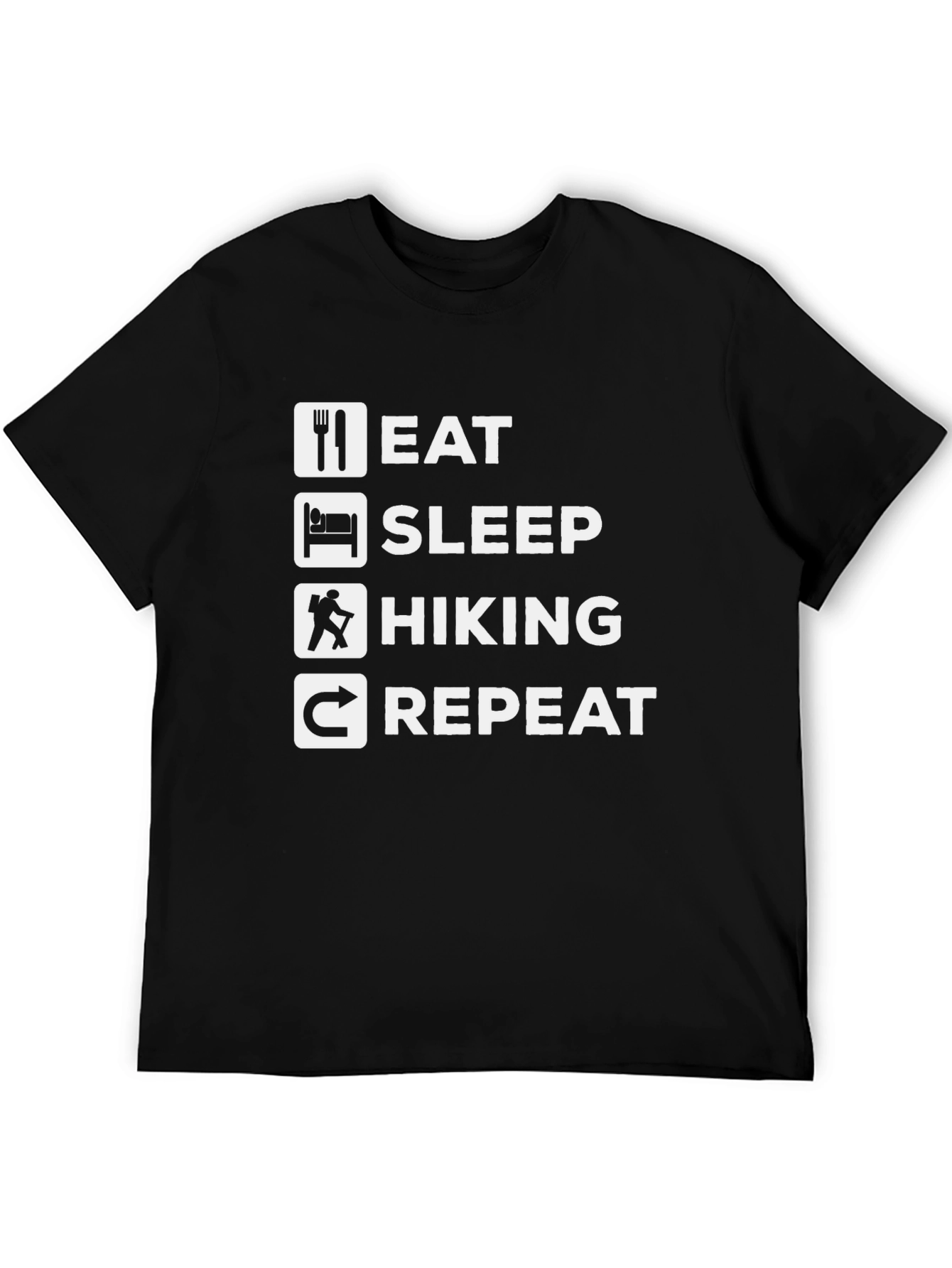 Eat Sleep Hiking Repeat T-Shirt - Black Cotton Tee