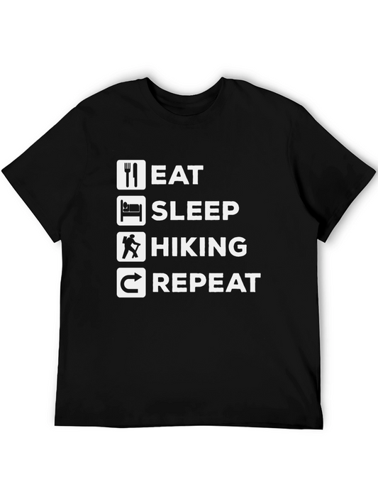 Eat Sleep Hiking Repeat T-Shirt - Black Cotton Tee