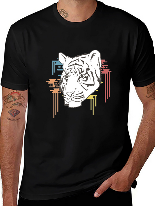 Cool Black T-Shirt with White Tiger Graphic