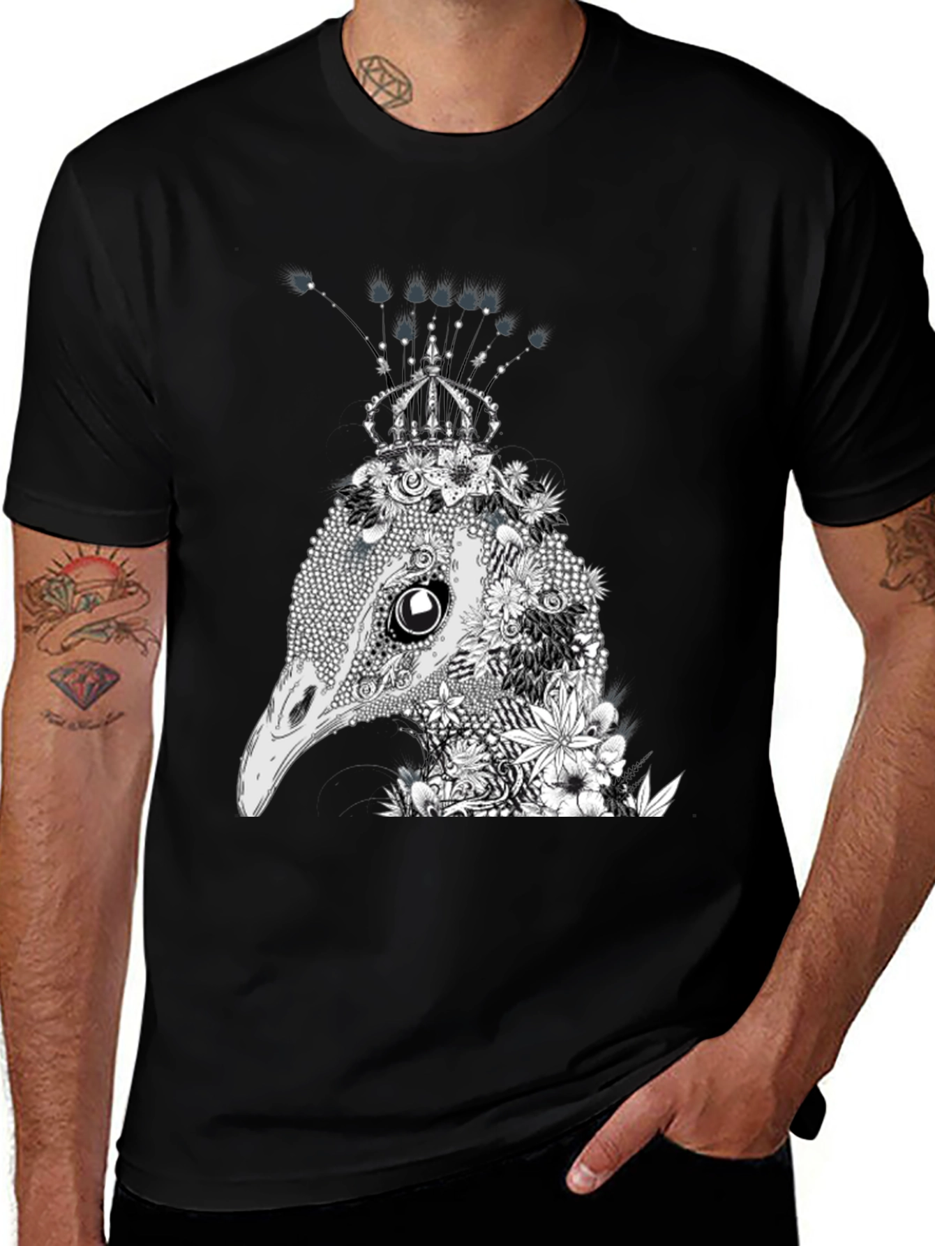 Floral Ostrich Crown Graphic Tee