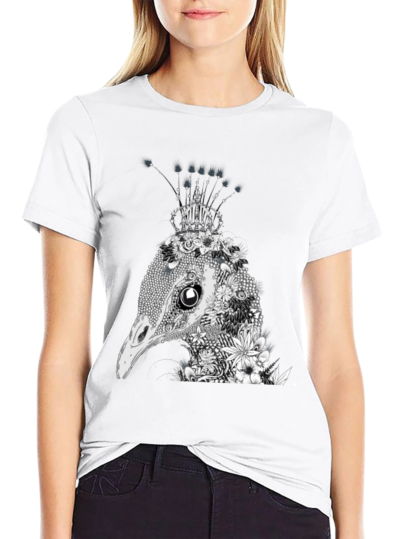Floral Ostrich Crown Graphic Tee