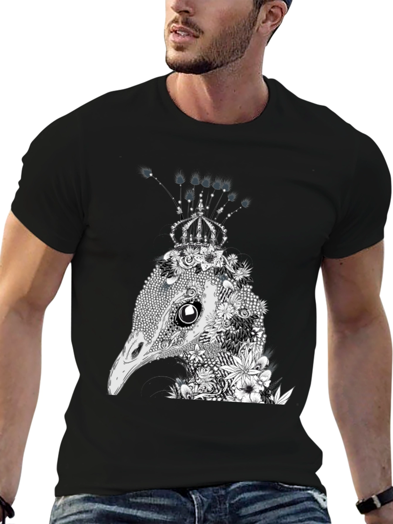 Floral Ostrich Crown Graphic Tee