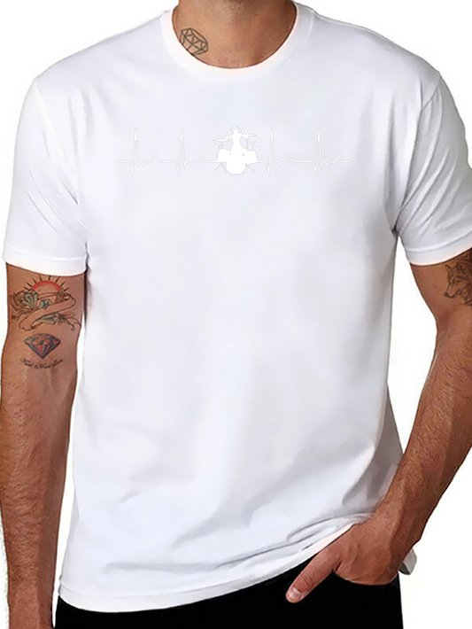 Drummer Heartbeat T-Shirt - Music Lover Tee