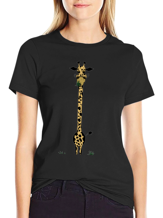 Giraffe Eating Grass Graphic Tee