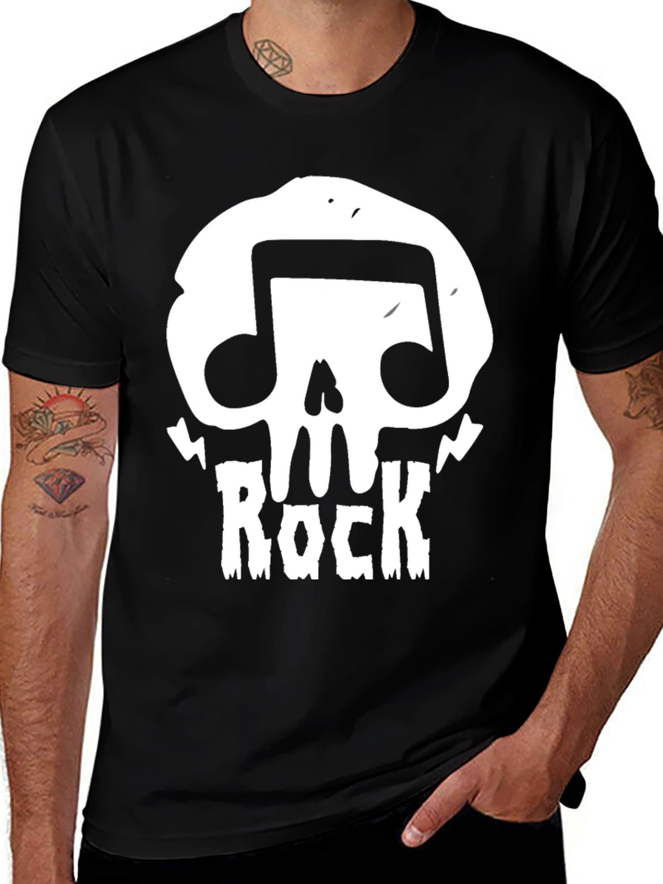 Rock Music Skull T-Shirt - Mens Black Graphic Tee