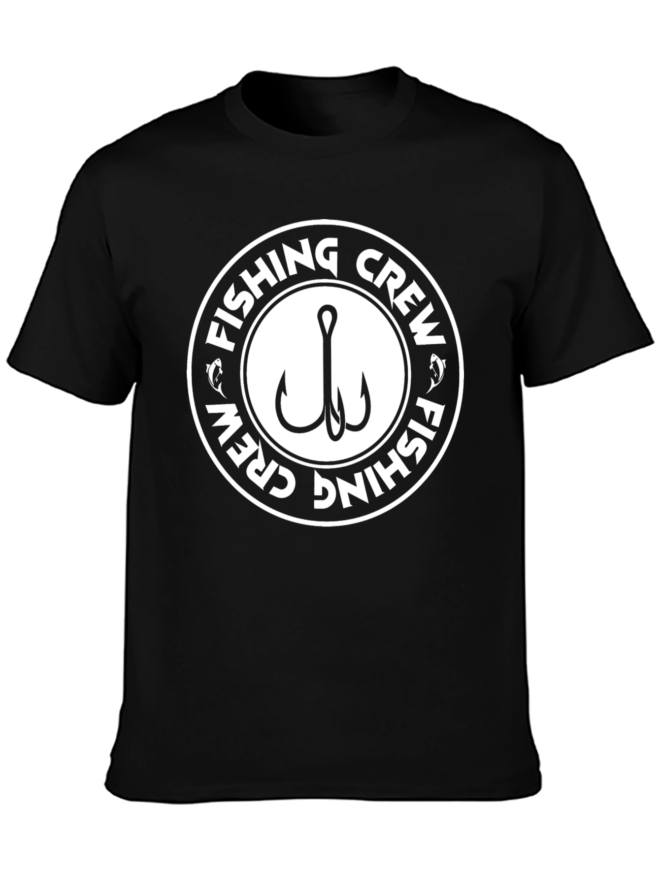 Fishing Crew Graphic Tee - Black Cotton T-Shirt