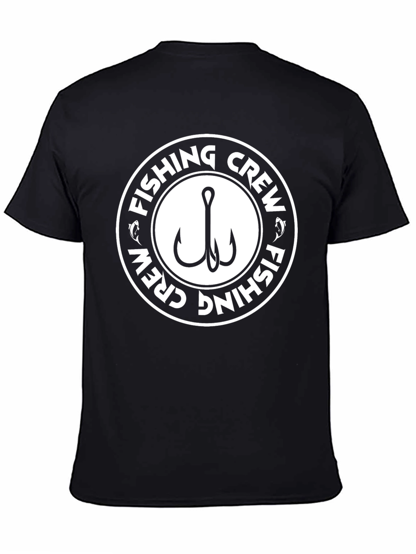 Fishing Crew Graphic Tee - Black Cotton T-Shirt