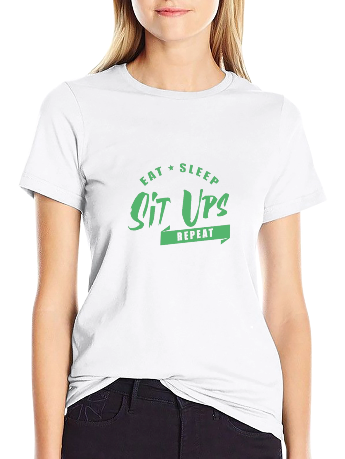 Eat Sleep Sit Ups Repeat T-Shirt - Black