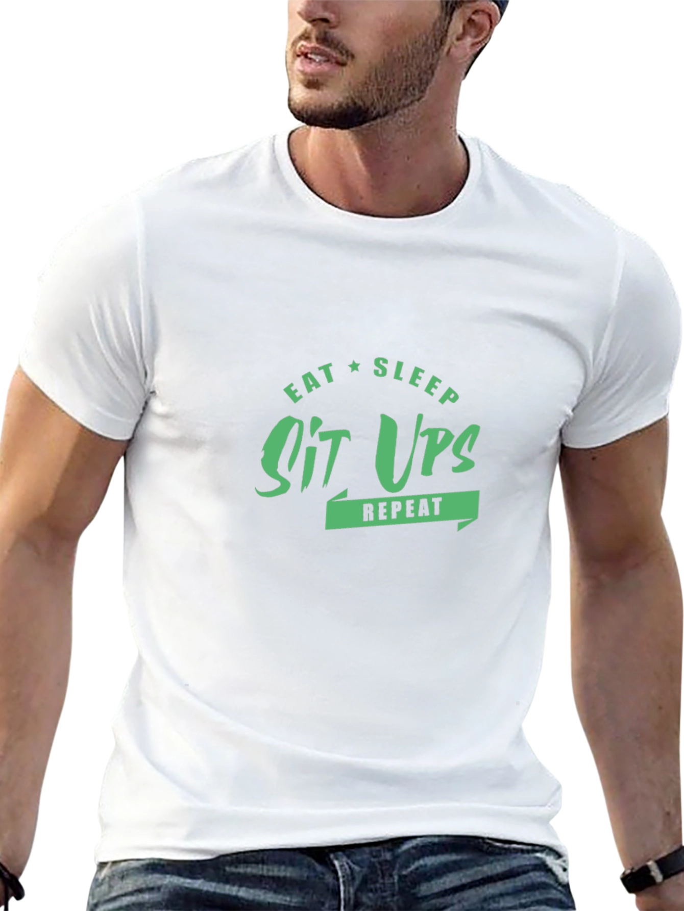 Eat Sleep Sit Ups Repeat T-Shirt - Black