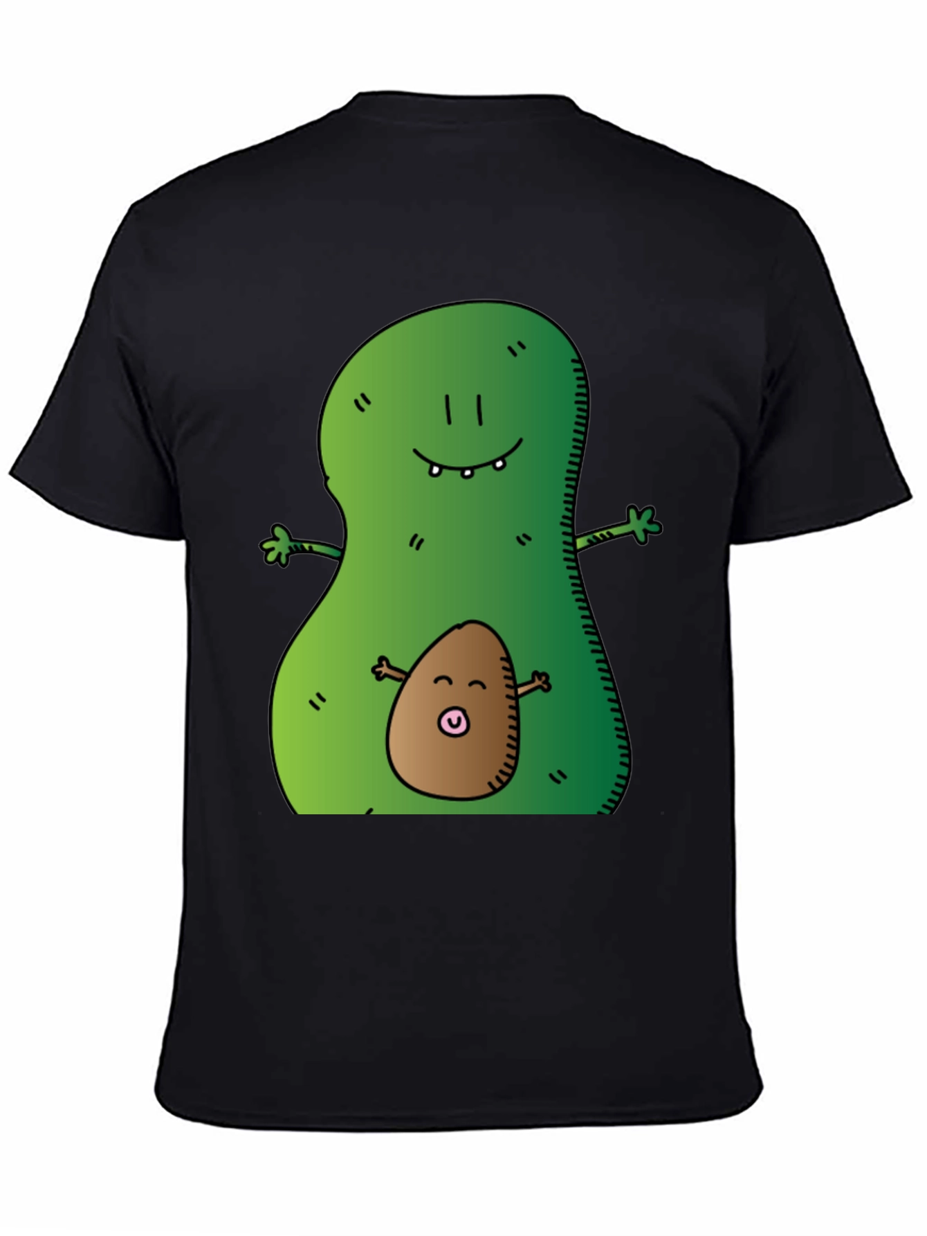 Avocado Hug Graphic Tee - Black Cotton T-Shirt