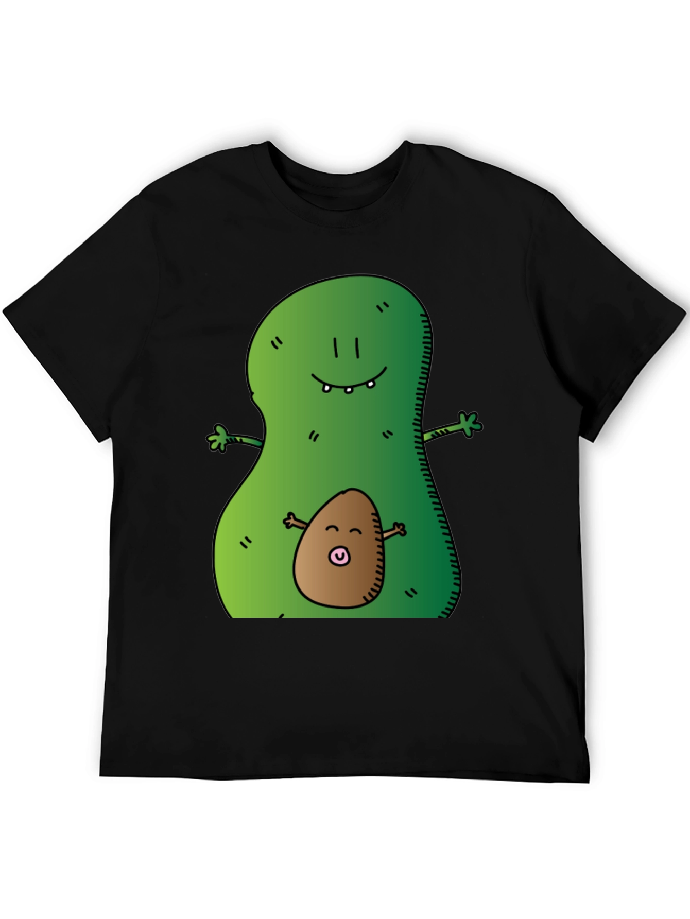 Avocado Hug Graphic Tee - Black Cotton T-Shirt