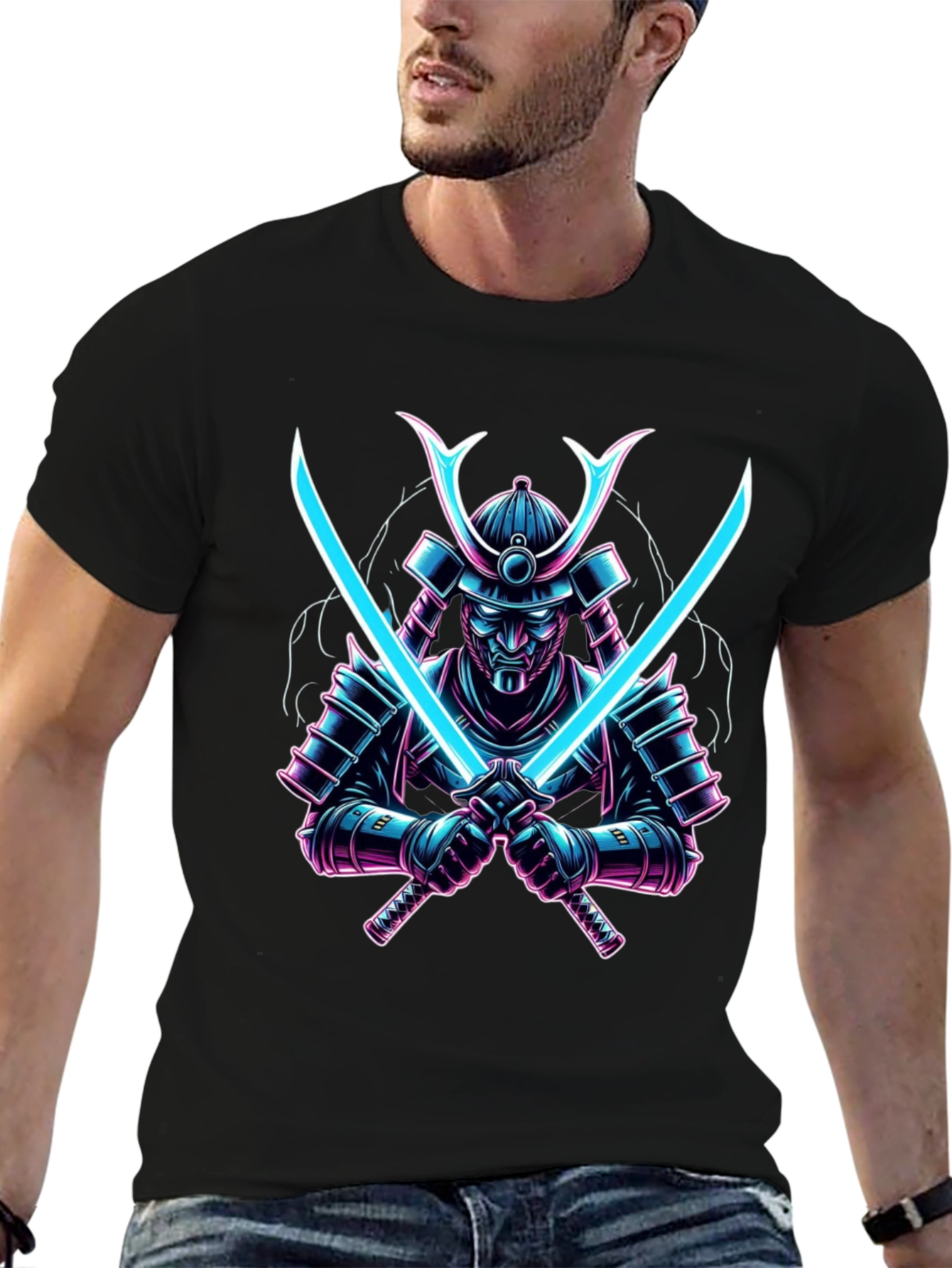 Samurai Warrior Graphic Tee - Black