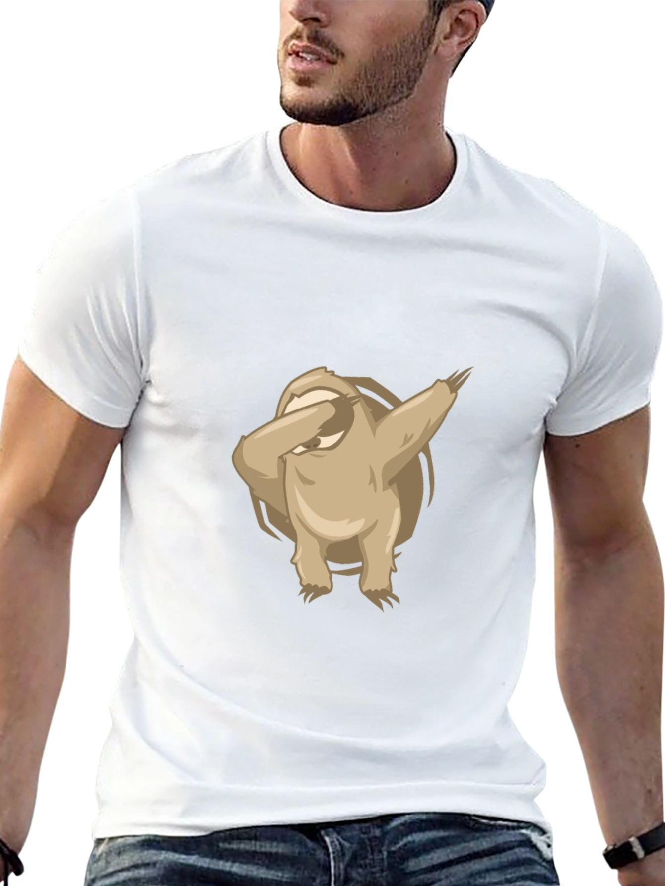 Dabbing Sloth Graphic Tee - Black Cotton T-Shirt