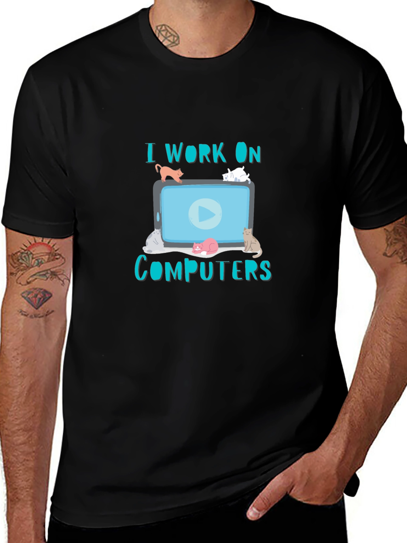I Work On Computers Cat T-Shirt