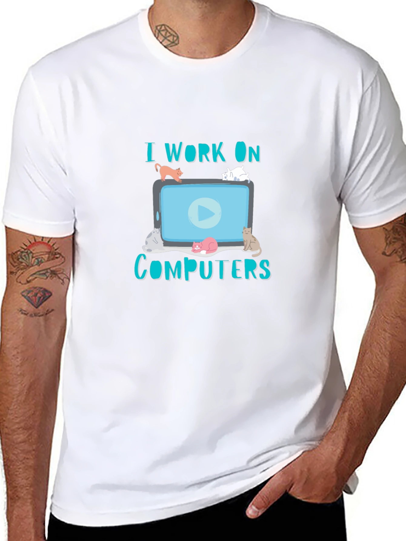 I Work On Computers Cat T-Shirt
