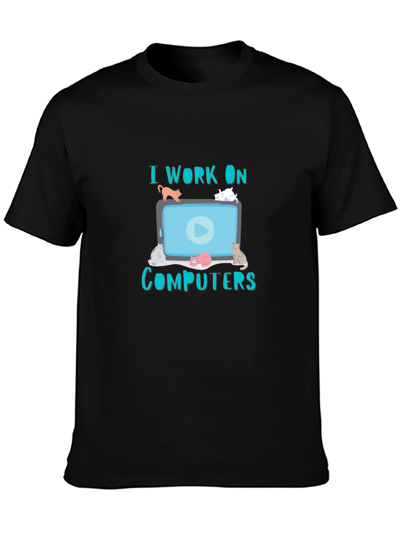 I Work On Computers Cat T-Shirt