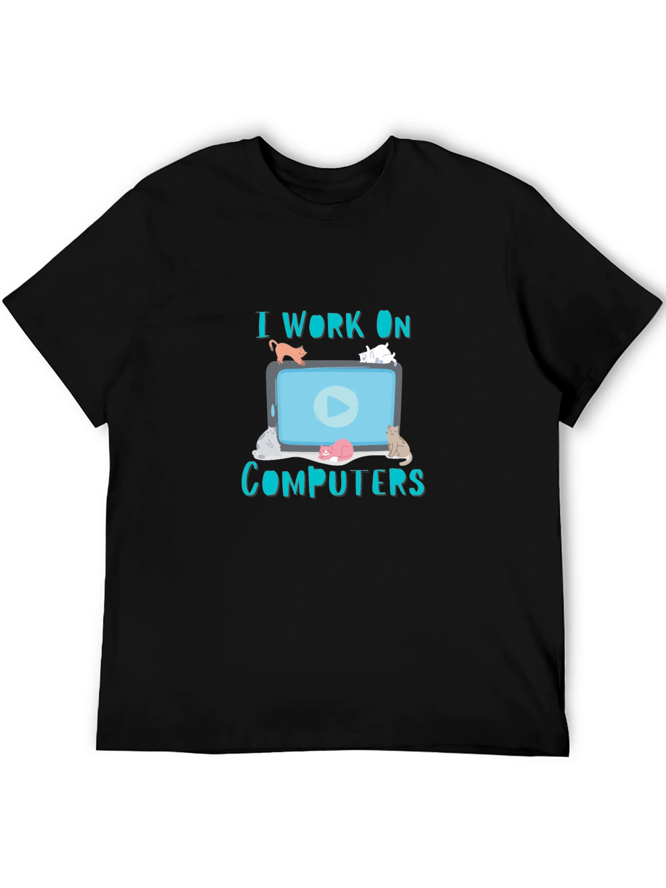 I Work On Computers Cat T-Shirt