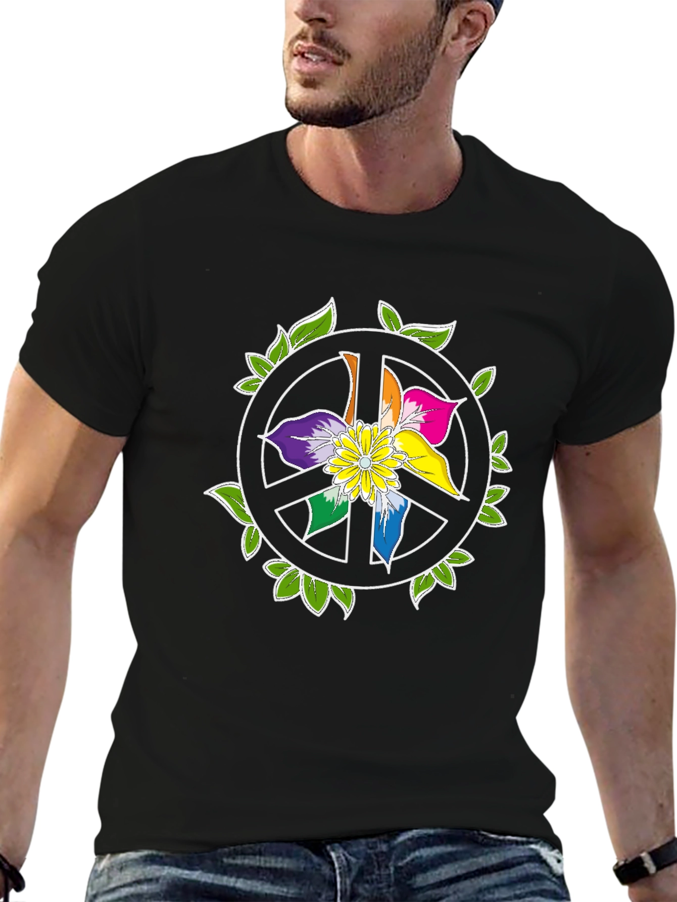 Peace Sign Flower Graphic T-Shirt