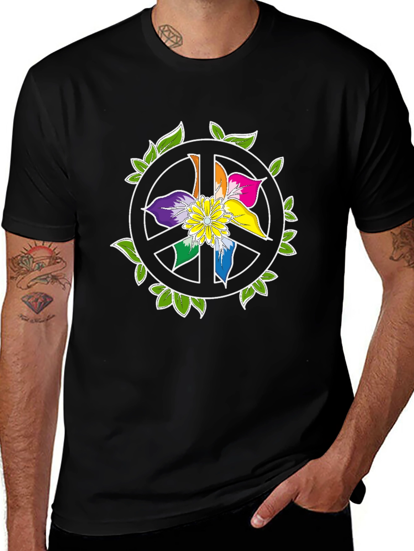 Peace Sign Flower Graphic T-Shirt