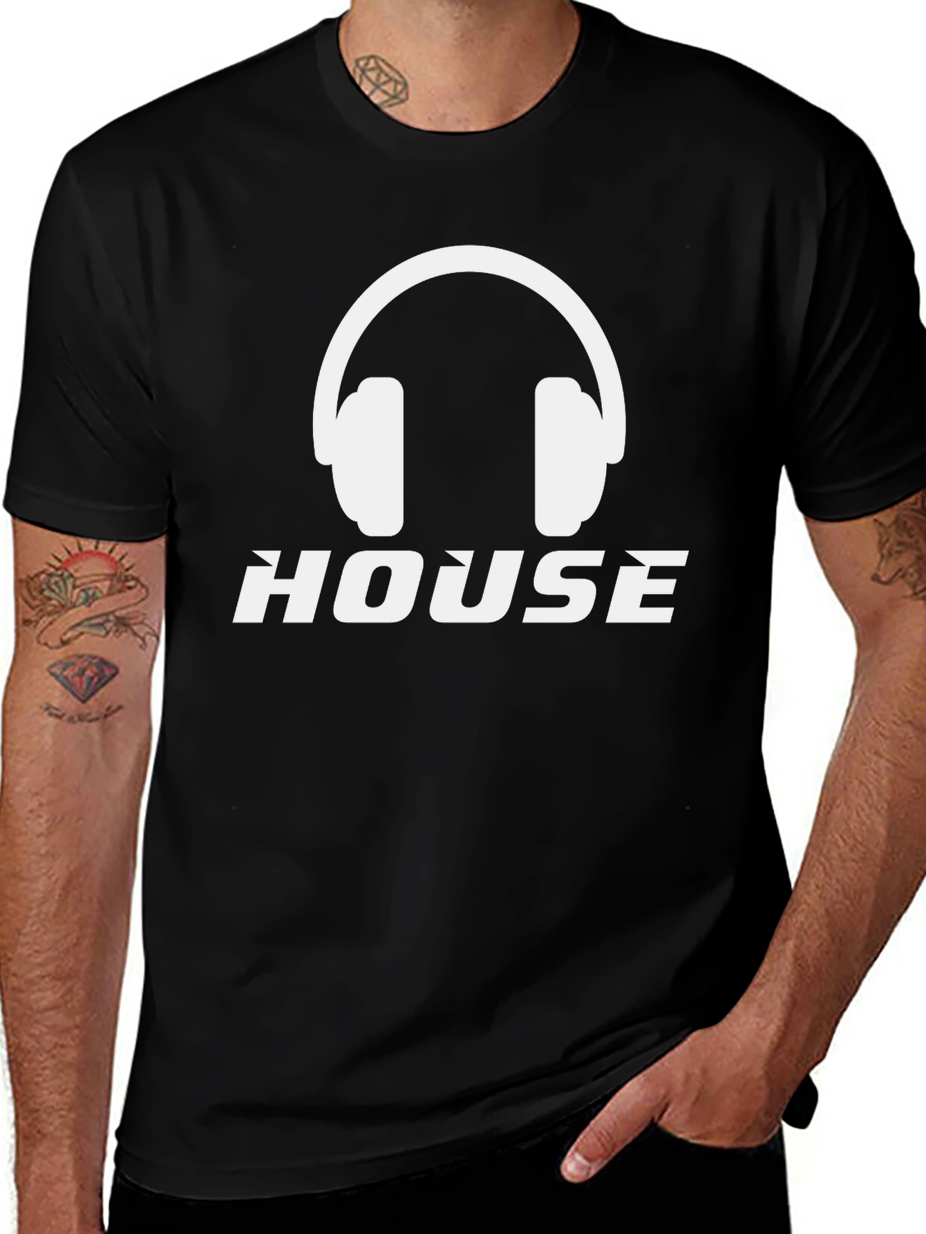 House Music Headphones Graphic Tee - Black