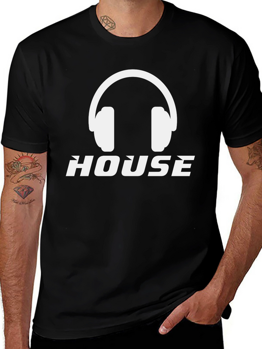House Music Headphones Graphic Tee - Black