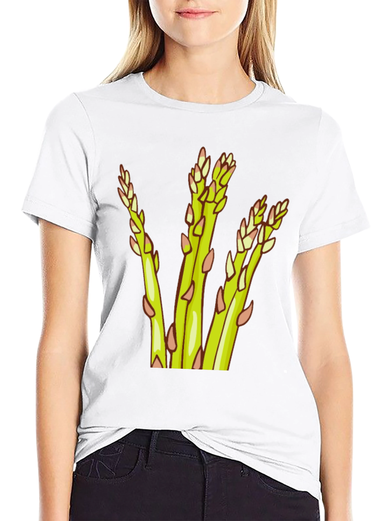 Asparagus Graphic Tee - Black Cotton Casual Wear