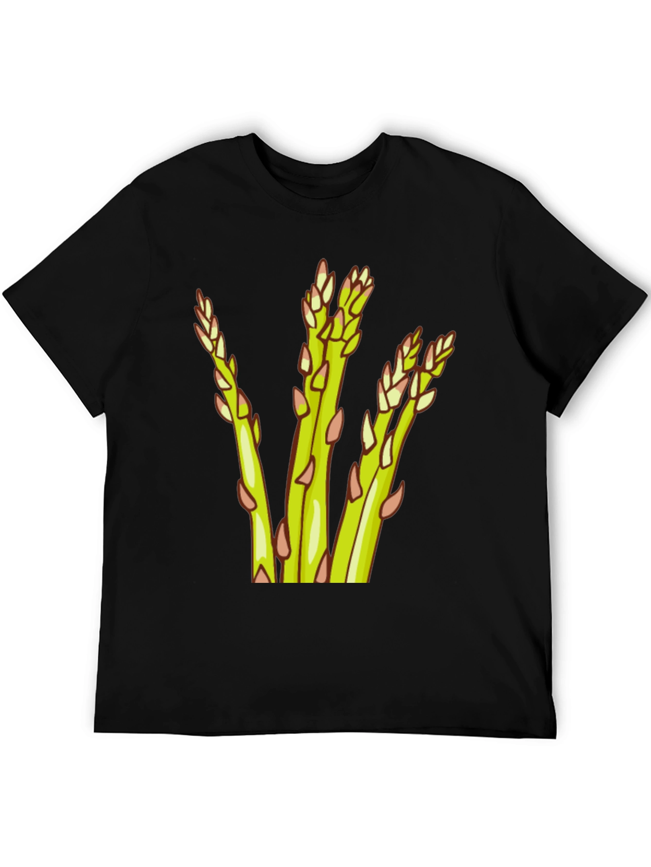 Asparagus Graphic Tee - Black Cotton Casual Wear