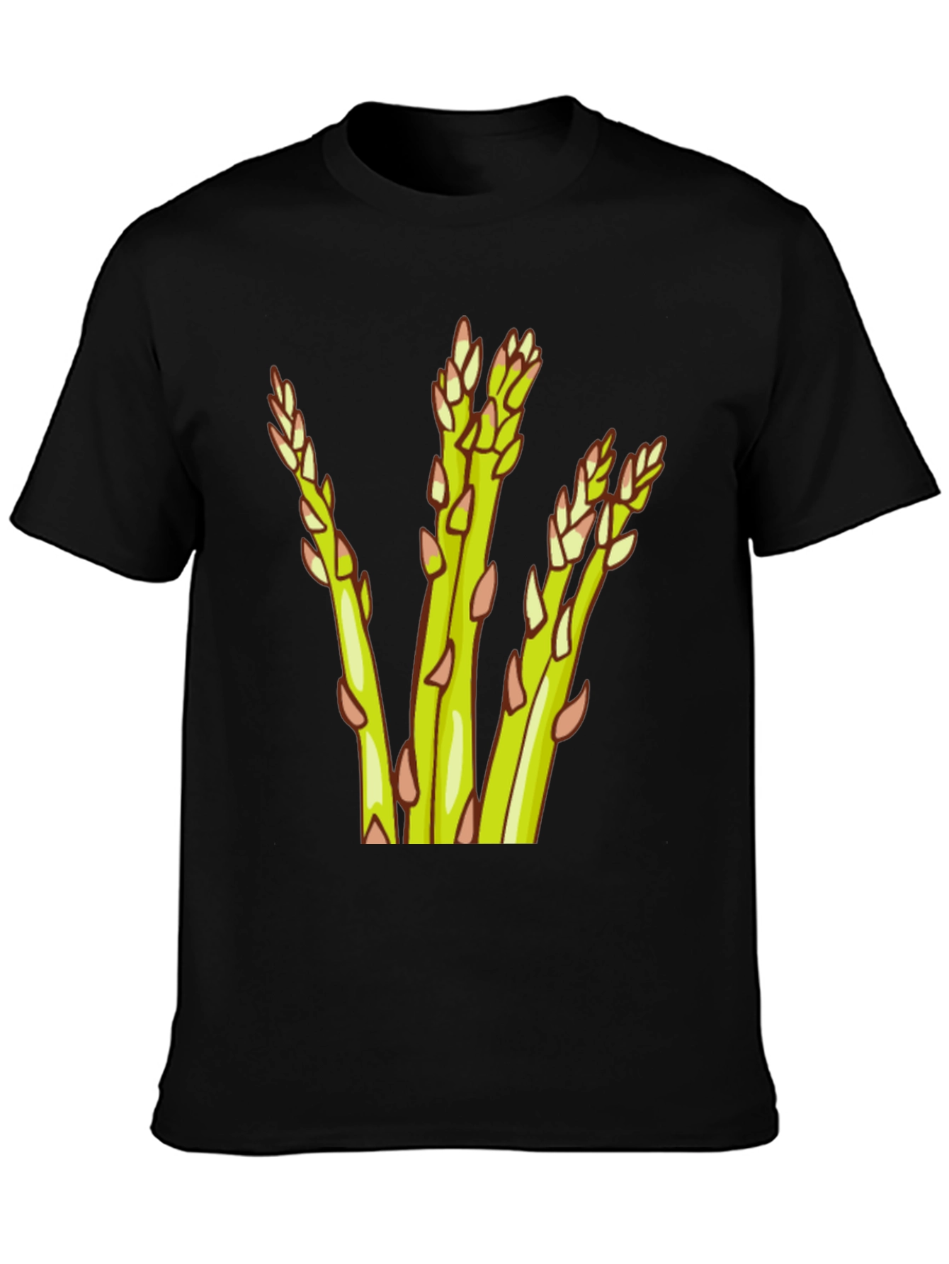 Asparagus Graphic Tee - Black Cotton Casual Wear