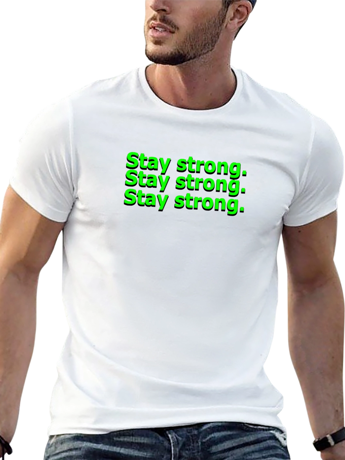 Stay Strong Graphic Tee - Black Cotton T-Shirt