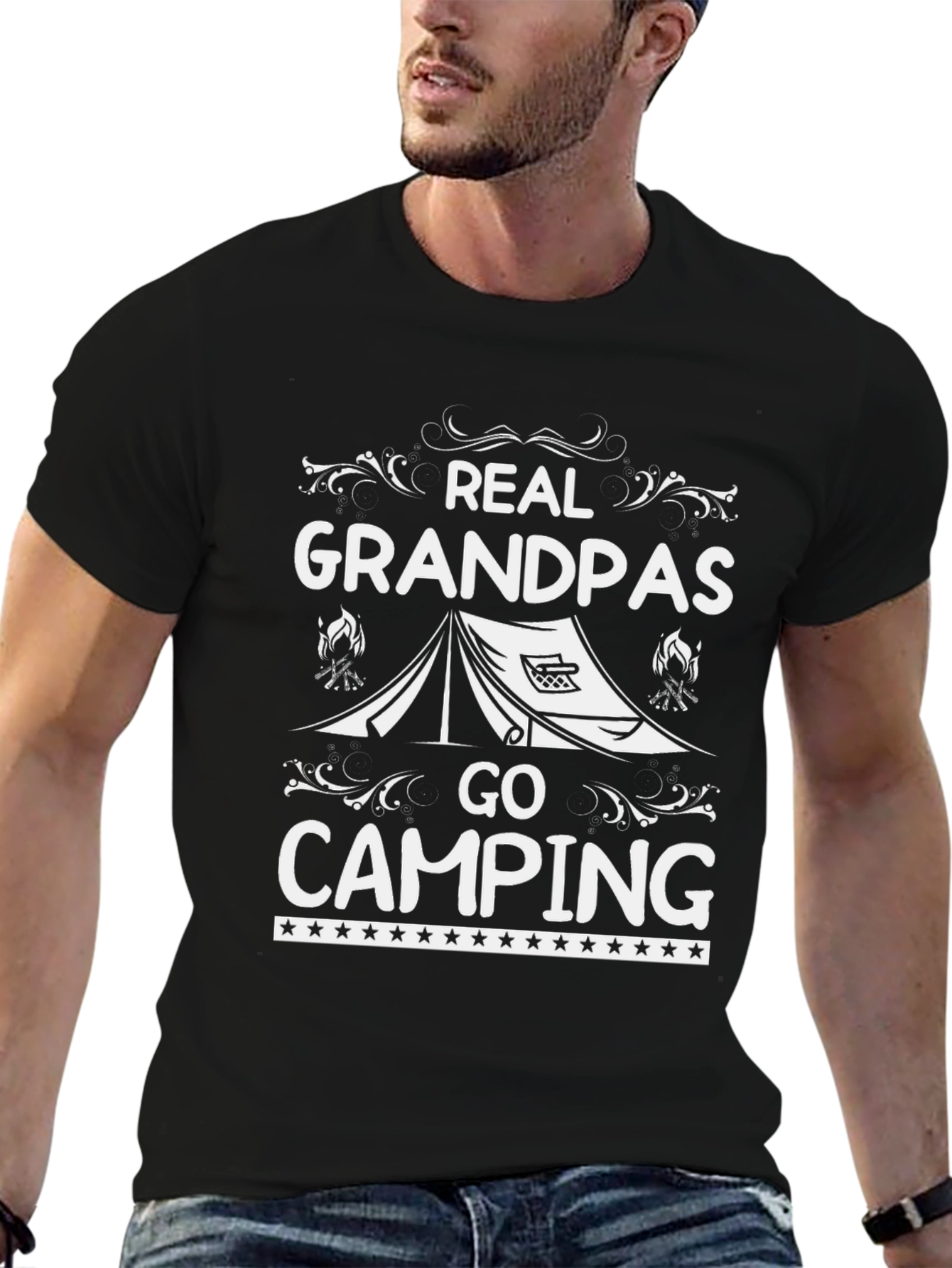 Real Grandpas Go Camping T-Shirt - Black