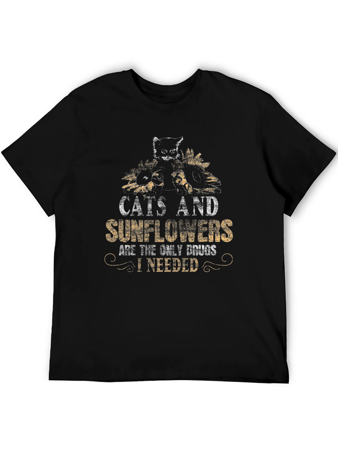 Cats and Sunflowers Graphic Tee - Unique Design