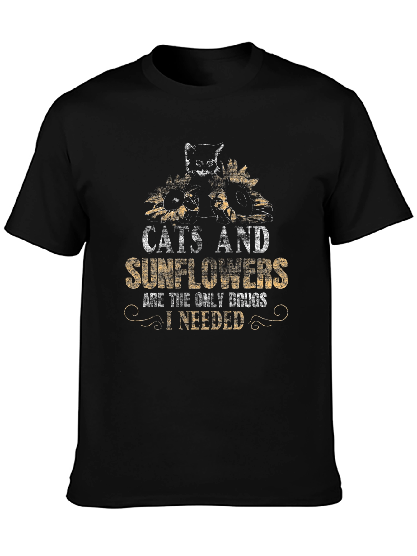 Cats and Sunflowers Graphic Tee - Unique Design