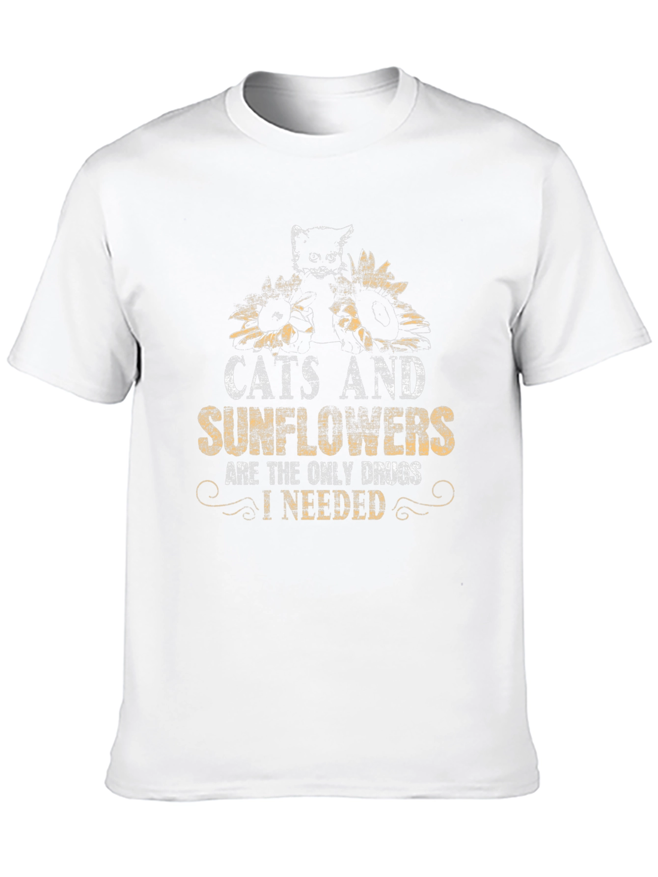 Cats and Sunflowers Graphic Tee - Unique Design