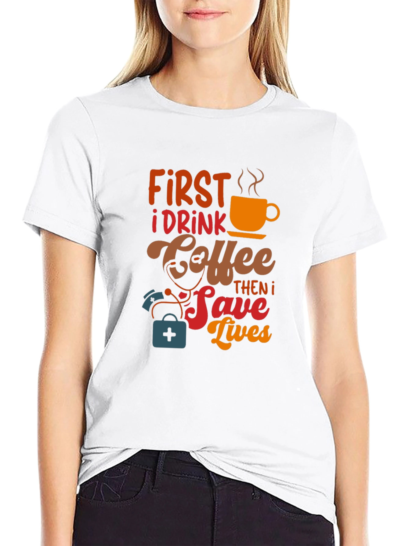 Coffee First Save Lives Black T-Shirt
