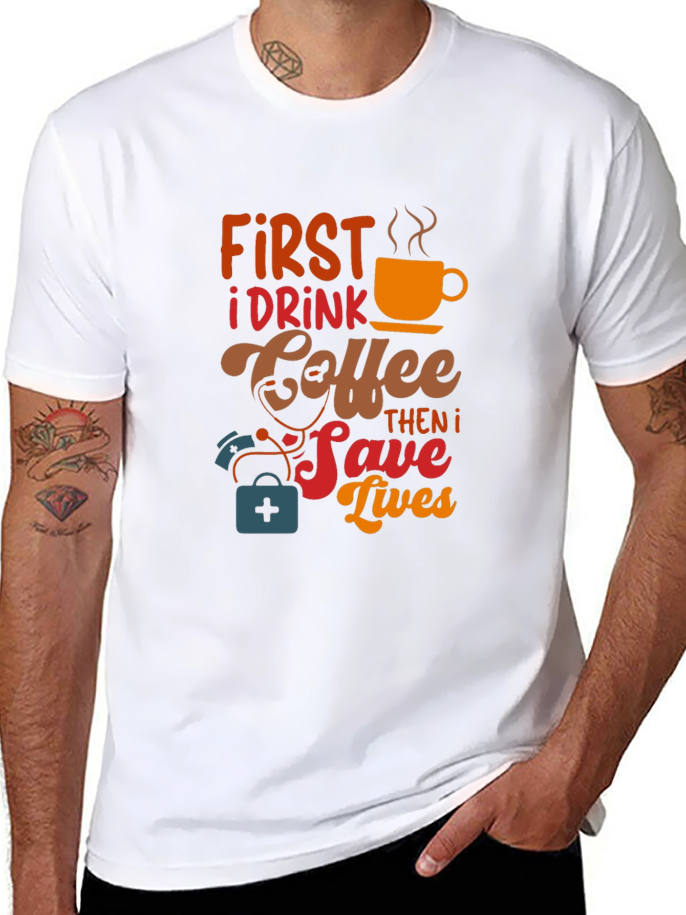 Coffee First Save Lives Black T-Shirt