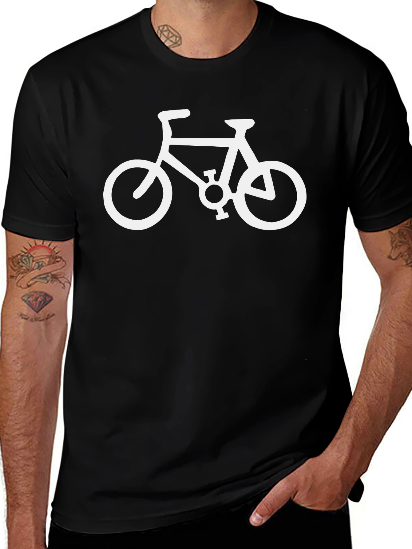 Black T-Shirt with Bicycle Graphic