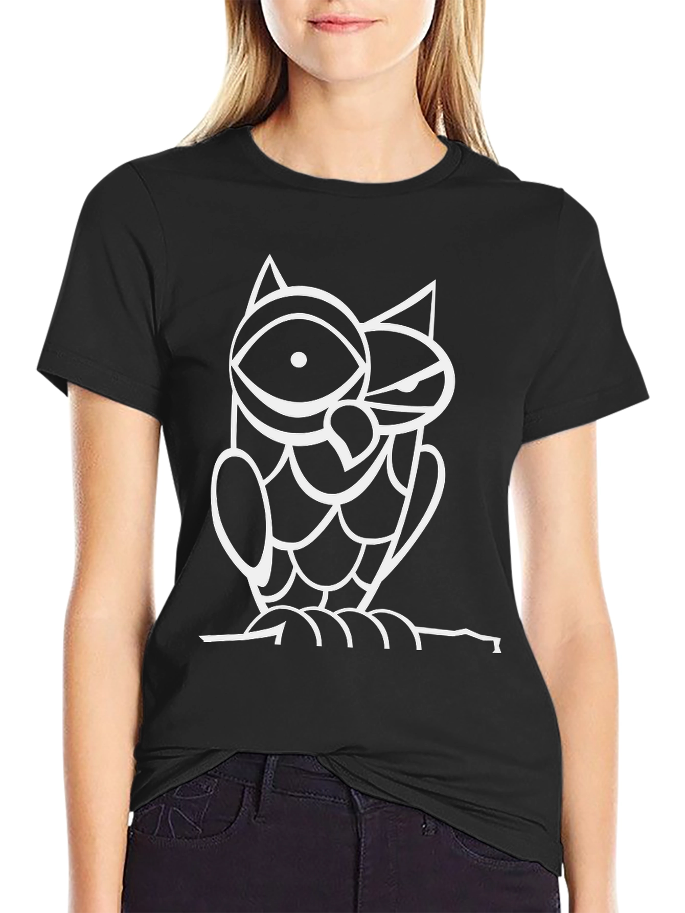 Cool Owl Graphic Black T-Shirt