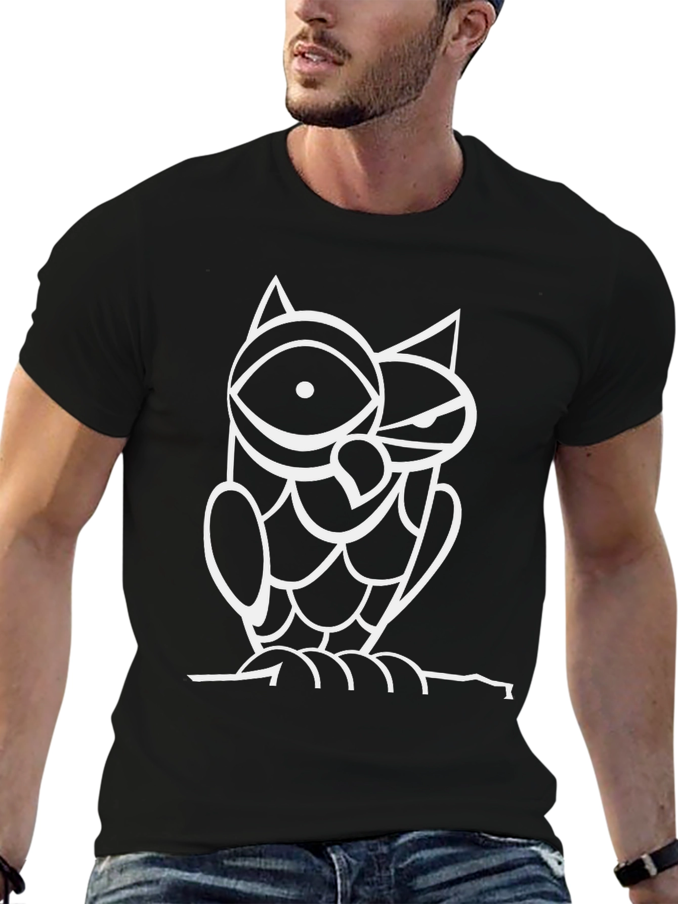 Cool Owl Graphic Black T-Shirt