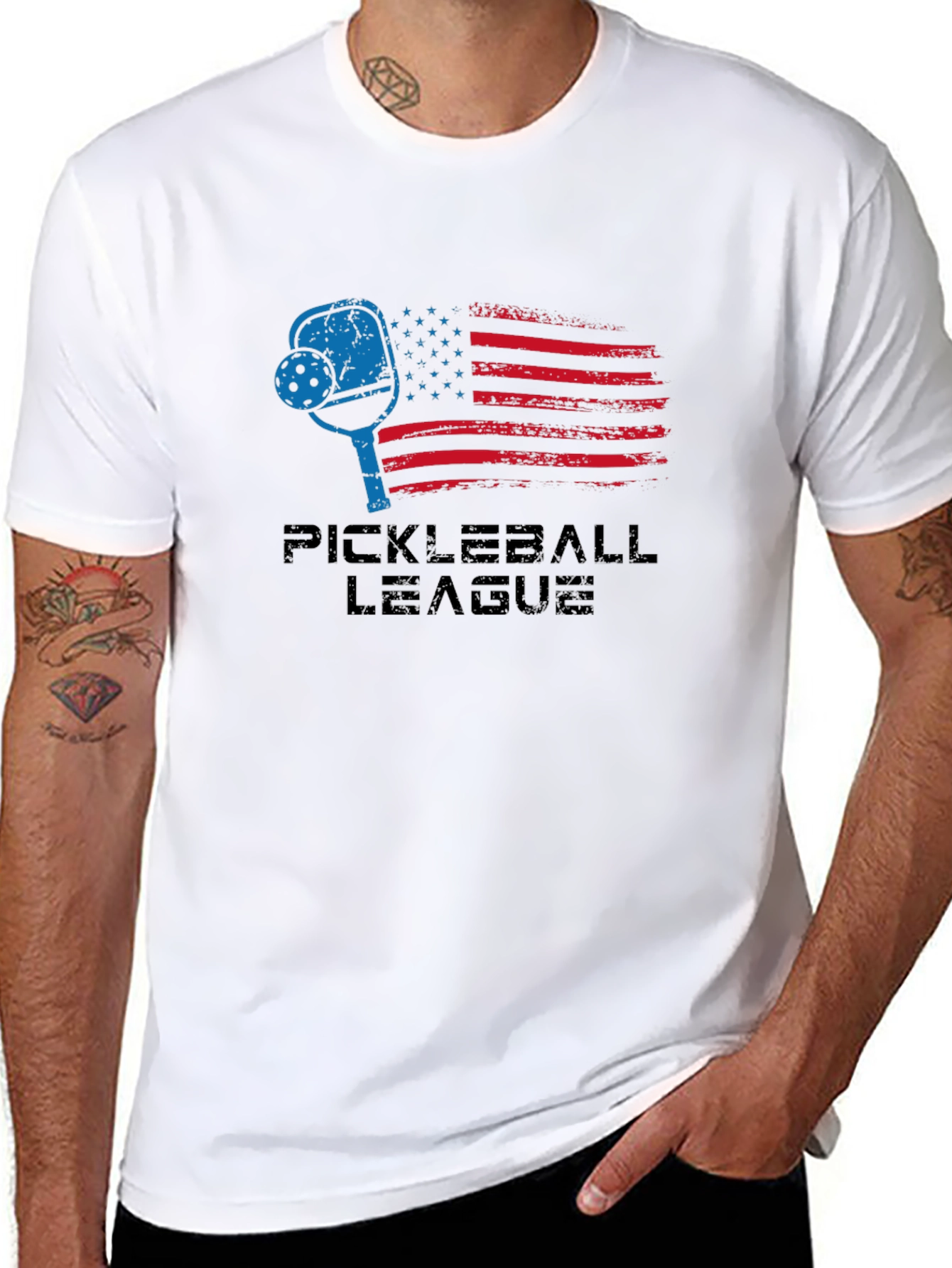 Pickleball League USA Flag Graphic T-Shirt