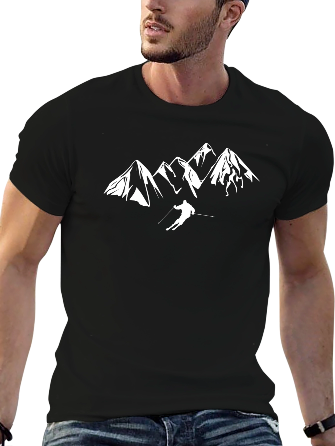 Mountain Skier Graphic Tee - Black