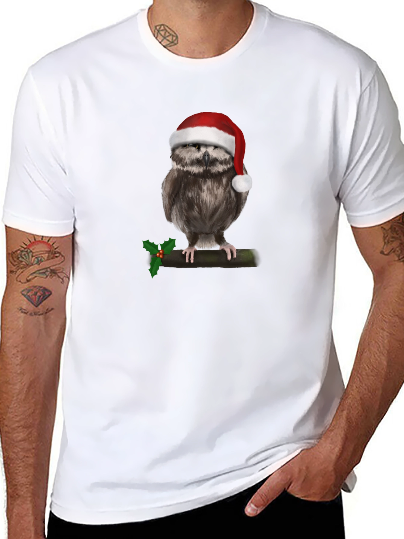 Christmas Owl Graphic Tee - Holiday Cheer!