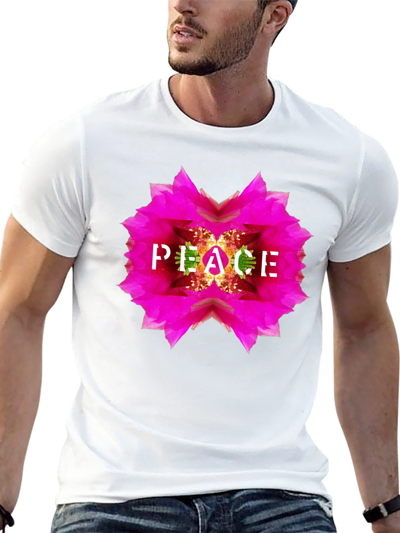 Peace Flower Graphic T-Shirt - Black