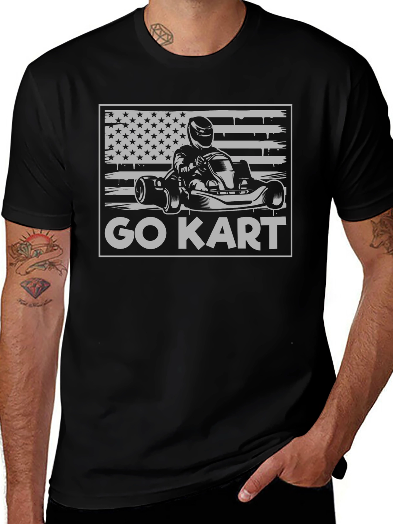 Go Kart USA Flag Graphic Tee