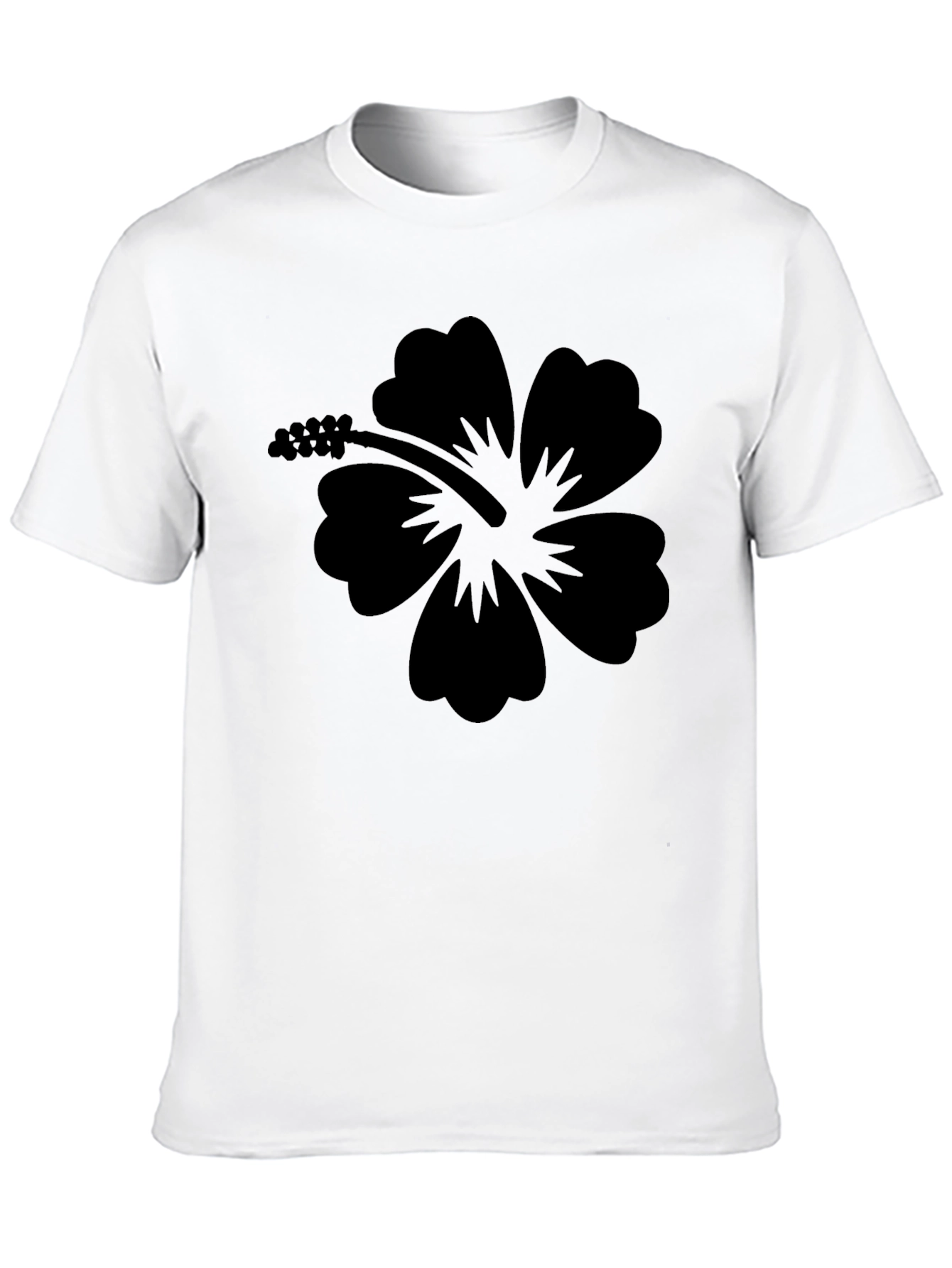 Black Hibiscus Flower Graphic T-Shirt - Casual Style